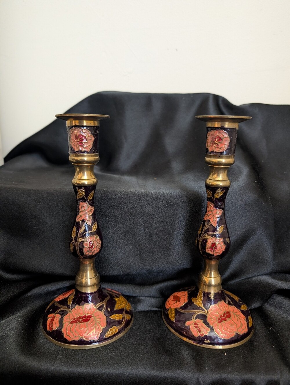 #117. Vintage Cloisonne Candlesticks
